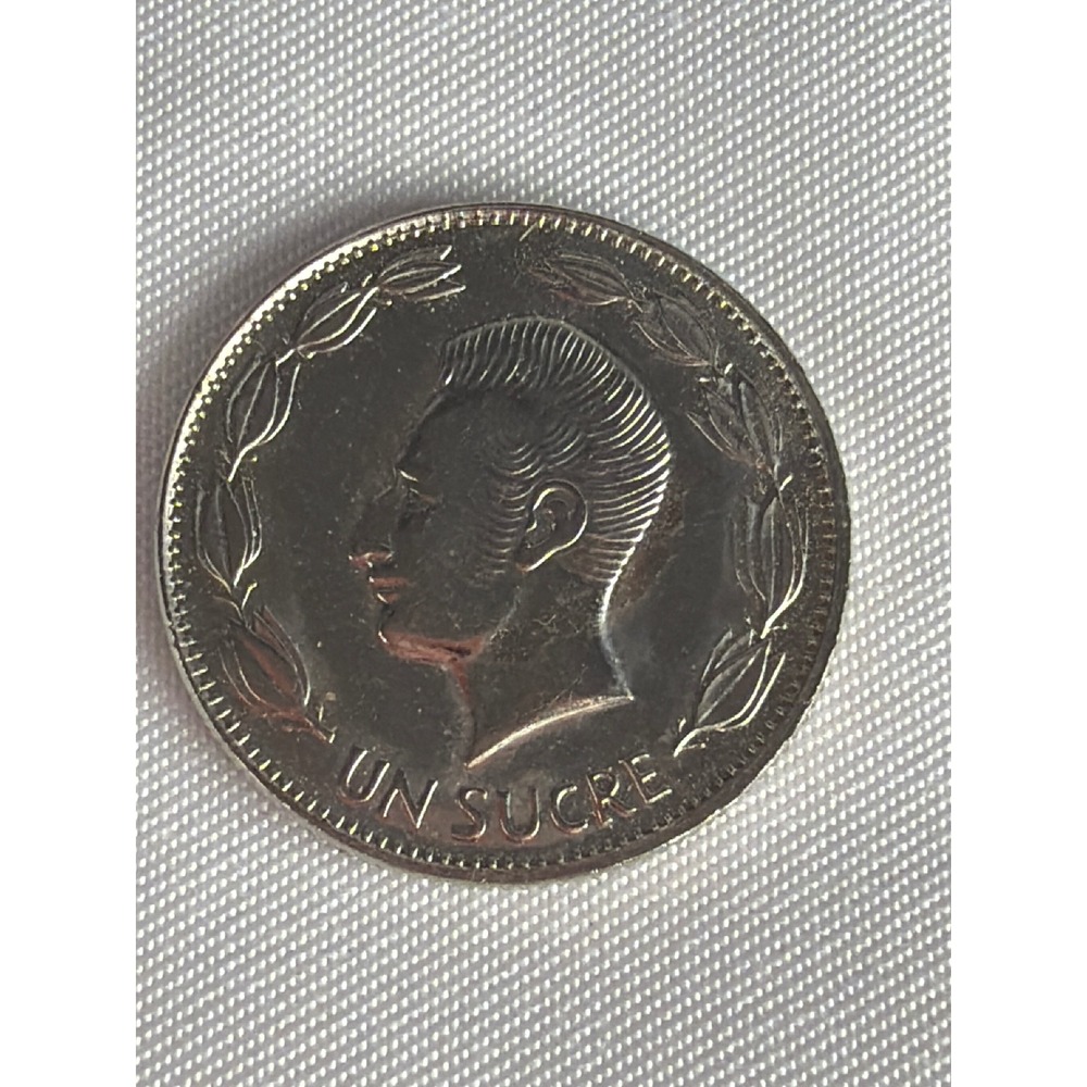 VINTAGE Republica del Ecuador Un Sucre Coin Unisex OS Silver Excellent